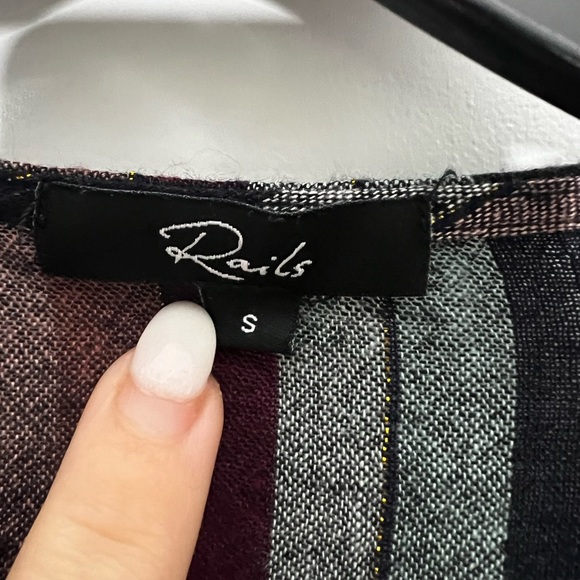 Rails Metallic Lola Varadero Long Sleeve Striped Metallic Wrap Dress Women Small - Picture 4 of 5